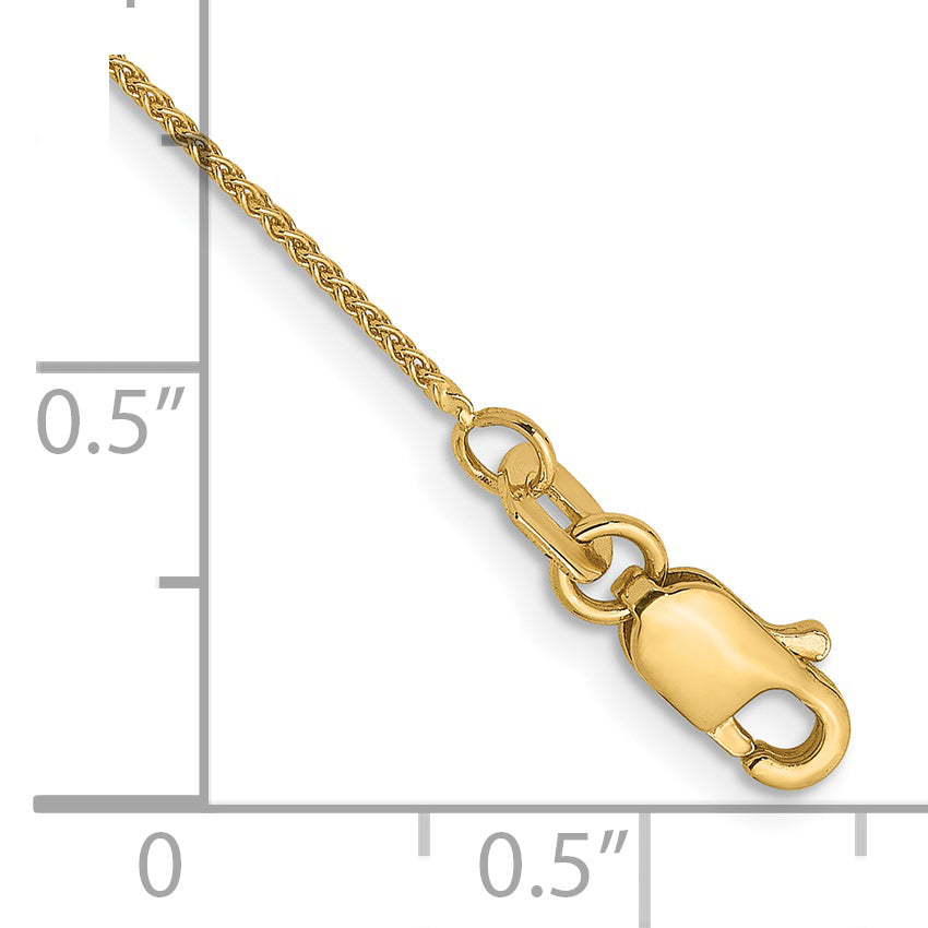 14K .8mm Spiga (Wheat) Chain Anklet