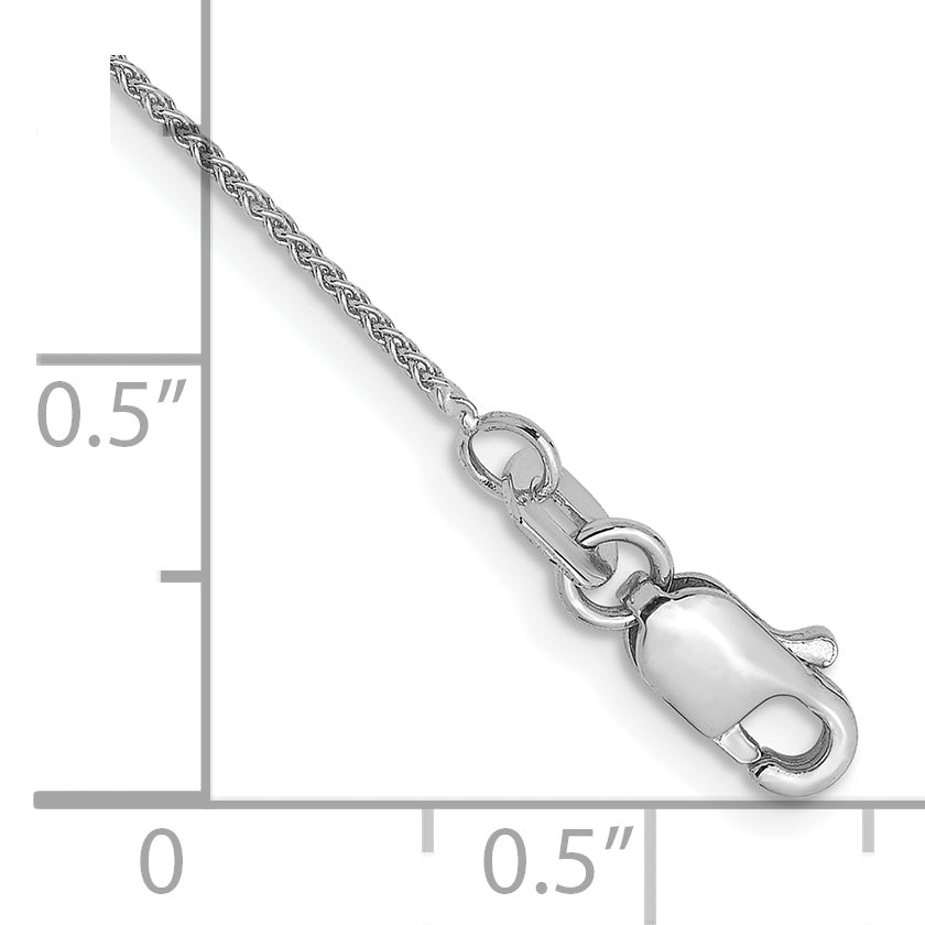 14K White Gold .8mm Spiga (Wheat) Chain Anklet