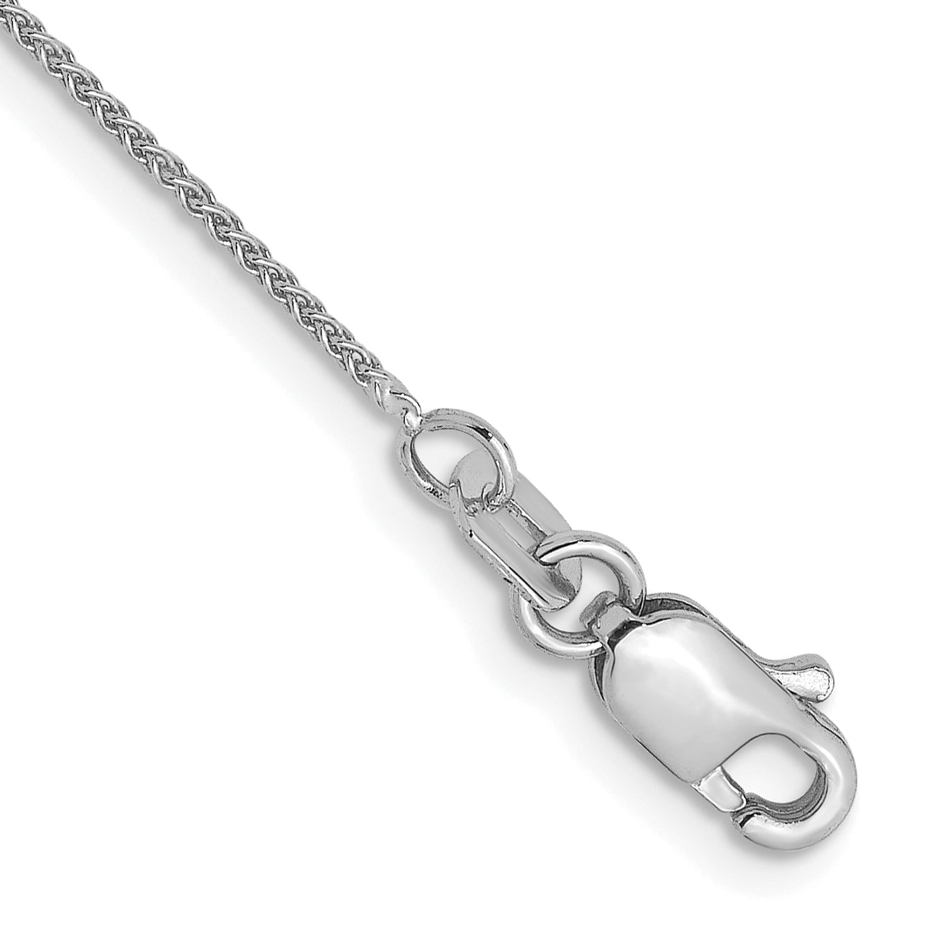 14K White Gold .8mm Spiga (Wheat) Chain Anklet