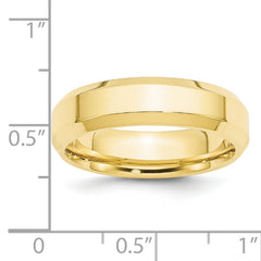 10k Yellow Gold 6mm Beveled Edge Comfort Fit Wedding Band Size 4