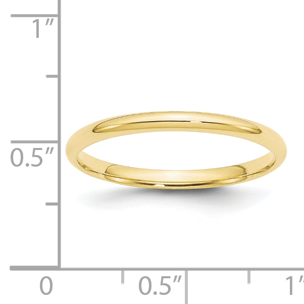 10k Yellow Gold 2mm Lightweight Comfort Fit Wedding Band Size 4