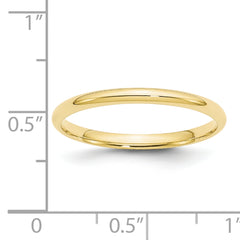 10k Yellow Gold 2mm Lightweight Comfort Fit Wedding Band Size 4