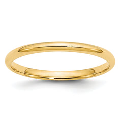 10k Yellow Gold 2mm Lightweight Comfort Fit Wedding Band Size 14