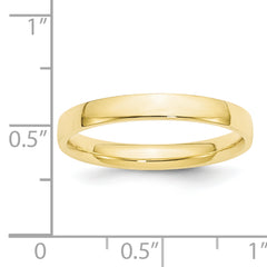 10k Yellow Gold 3mm Lightweight Comfort Fit Wedding Band Size 4