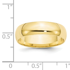 10k Yellow Gold 6mm Lightweight Comfort Fit Wedding Band Size 4