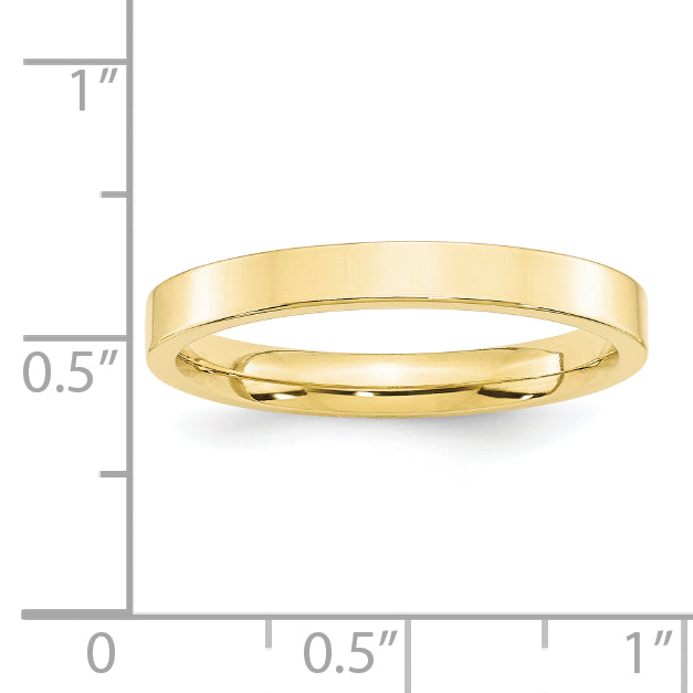 10k Yellow Gold 3mm Standard Weight Flat Comfort Fit Wedding Band Size 4