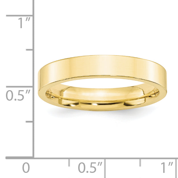 10k Yellow Gold 4mm Standard Weight Flat Comfort Fit Wedding Band Size 4