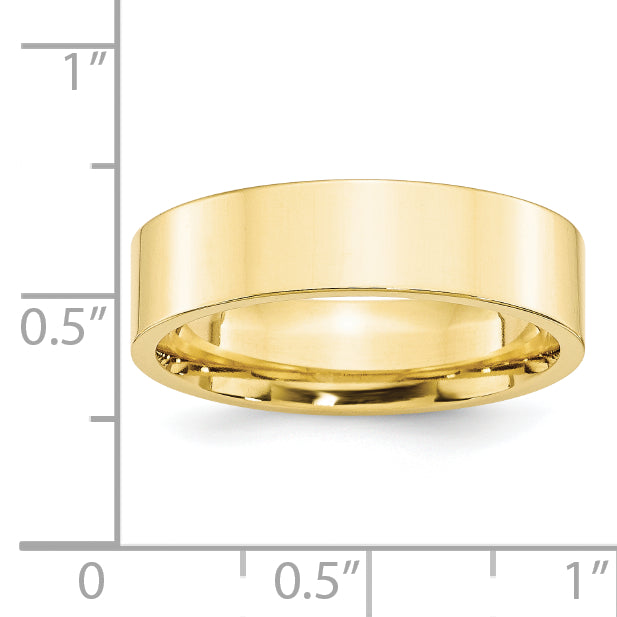 10k Yellow Gold 6mm Standard Weight Flat Comfort Fit Wedding Band Size 4