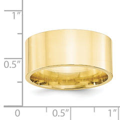 10k Yellow Gold 10mm Standard Weight Flat Comfort Fit Wedding Band Size 4