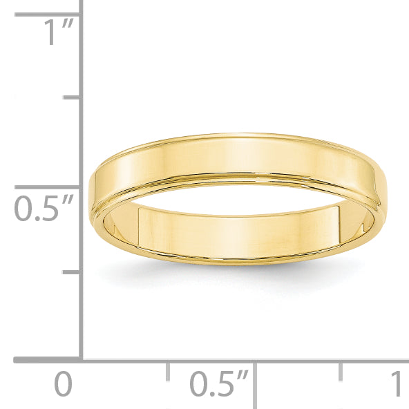 10k Yellow Gold 4mm Flat with Step Edge Wedding Band Size 4