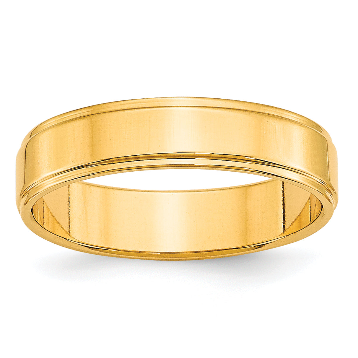 10k Yellow Gold 5mm Flat with Step Edge Wedding Band Size 14