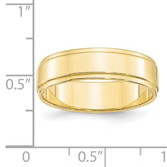 10k Yellow Gold 6mm Flat with Step Edge Wedding Band Size 4