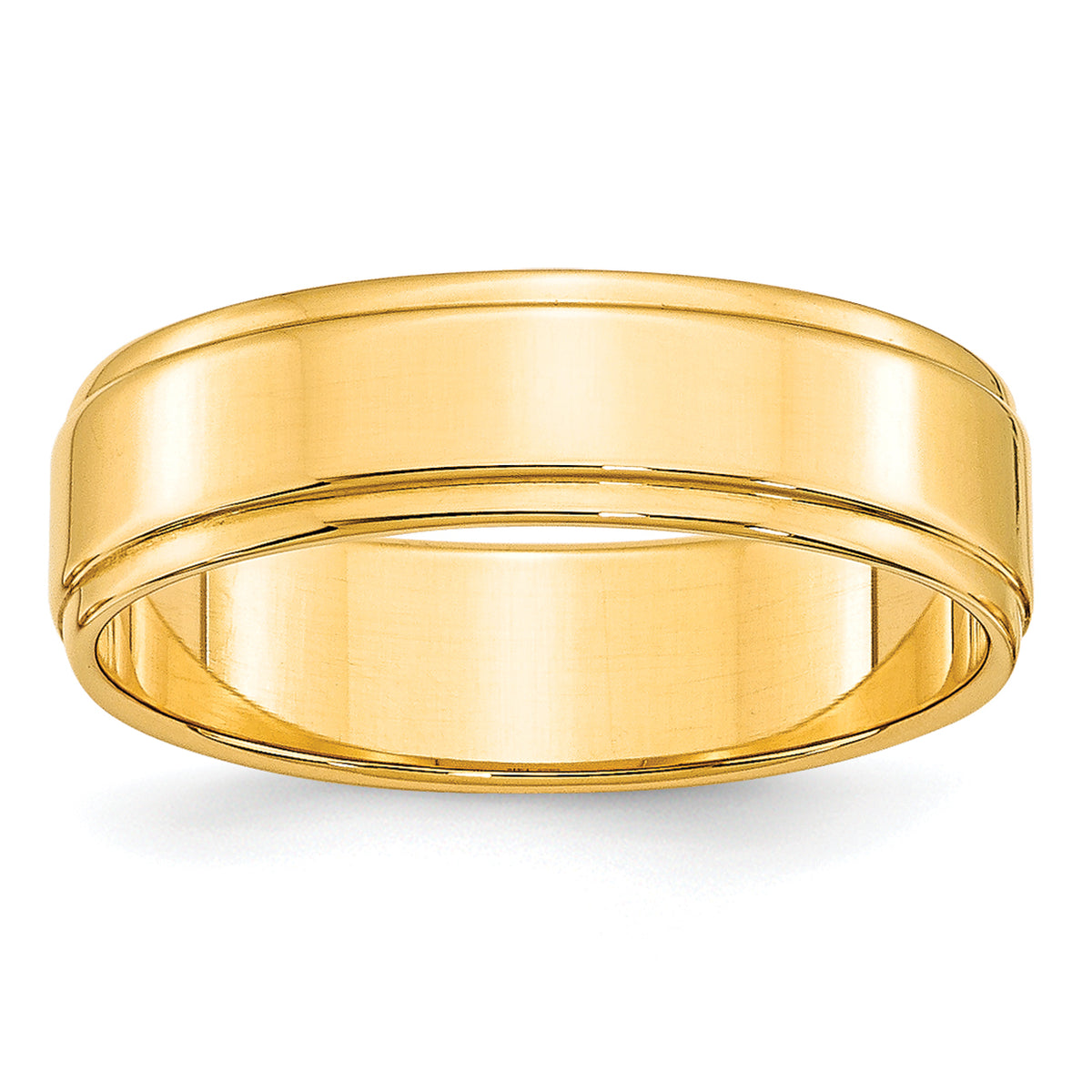 10k Yellow Gold 6mm Flat with Step Edge Wedding Band Size 14