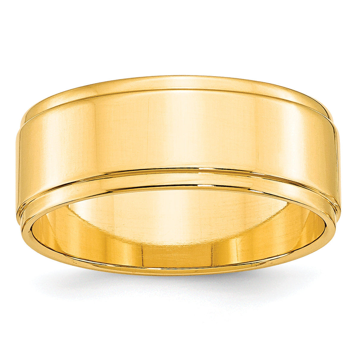 10k Yellow Gold 8mm Flat with Step Edge Wedding Band Size 14