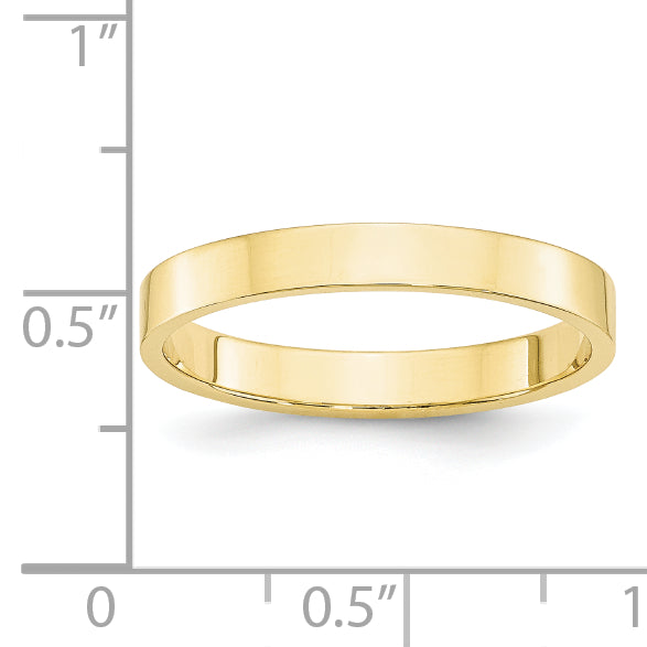 10k Yellow Gold 3mm Lightweight Flat Wedding Band Size 4