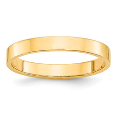 10k Yellow Gold 3mm Lightweight Flat Wedding Band Size 14