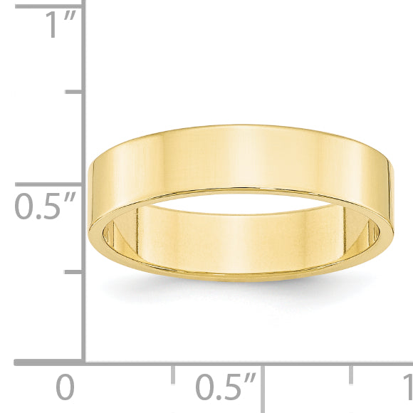 10k Yellow Gold 5mm Lightweight Flat Wedding Band Size 4