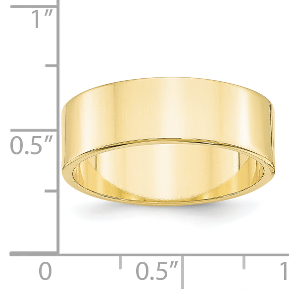 10k Yellow Gold 7mm Lightweight Flat Wedding Band Size 4