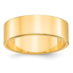 10k Yellow Gold 7mm Lightweight Flat Wedding Band Size 14