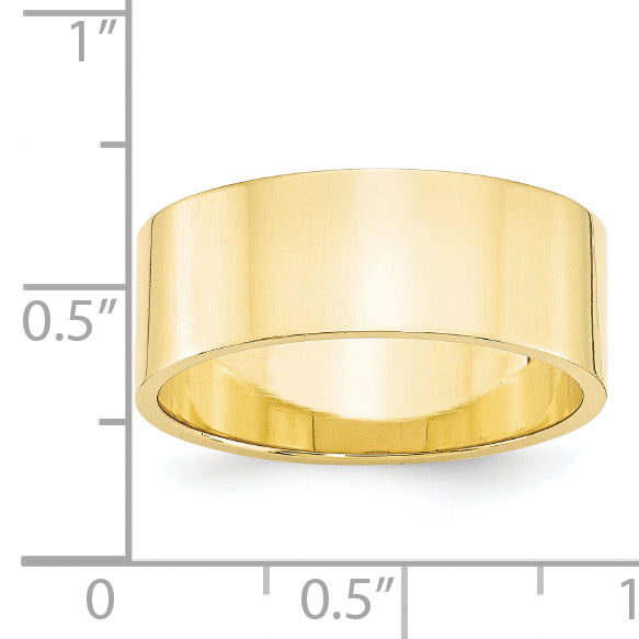 10k Yellow Gold 8mm Lightweight Flat Wedding Band Size 4