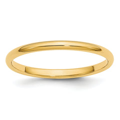 10k Yellow Gold 2mm Half Round Wedding Band Size 14