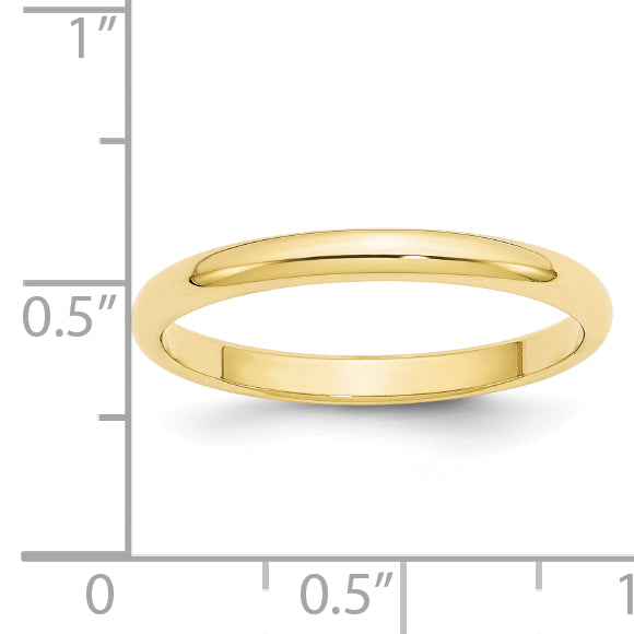 10k Yellow Gold 2.5mm Half Round Wedding Band Size 4