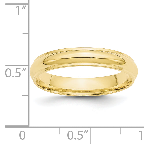 10k Yellow Gold 4mm Half Round with Edge Wedding Band Size 4