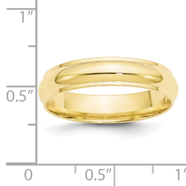 10k Yellow Gold 5mm Half Round with Edge Wedding Band Size 4