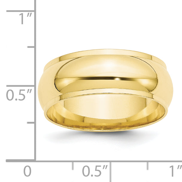 10k Yellow Gold 8mm Half Round with Edge Wedding Band Size 4