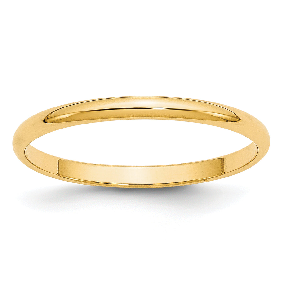 10k Yellow Gold 2mm Lightweight Half Round Wedding Band Size 14