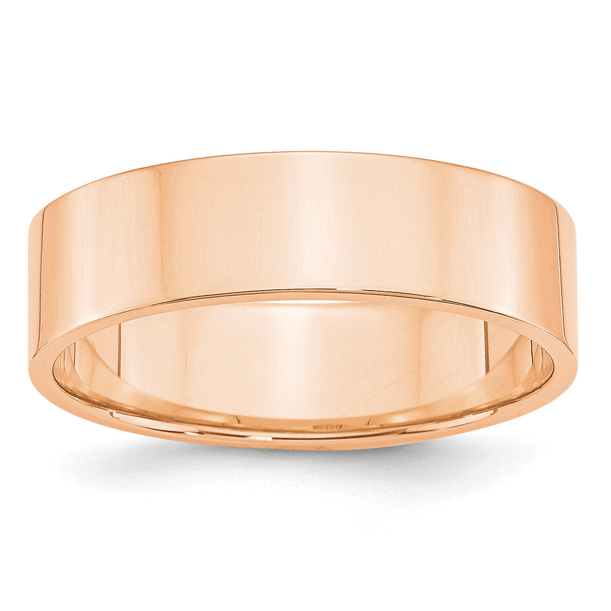 10k Rose Gold 6mm Lightweight Flat Wedding Band Size 14