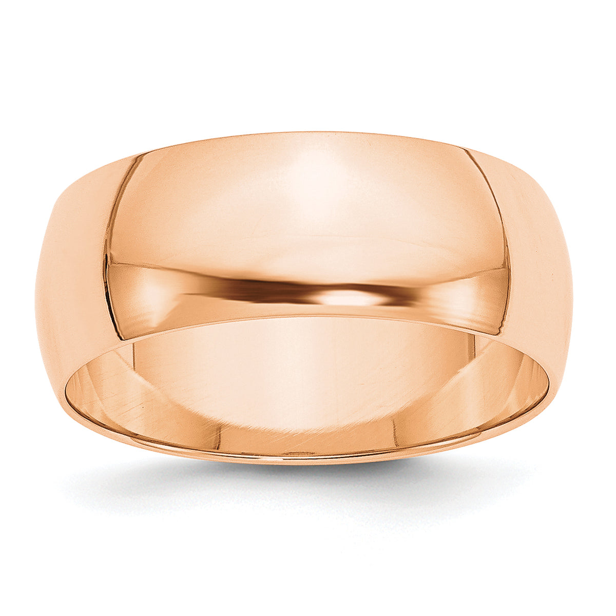 10k Rose Gold 8mm Lightweight Half Round Wedding Band Size 14