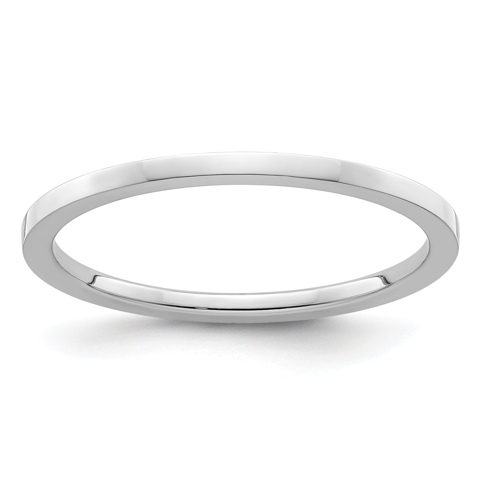 10K White Gold 1.2mm Flat Polished Stackable Band Size 10