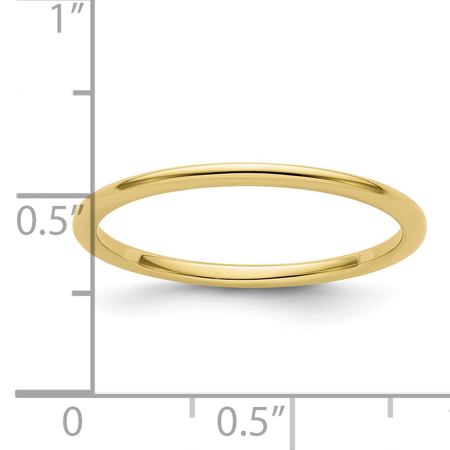 10K Yellow Gold 1.2mm Half Round Polished Stackable Band Size 4