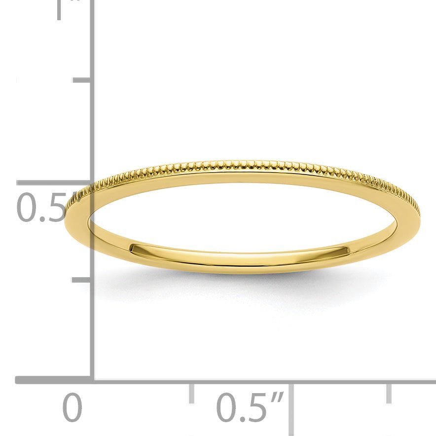 10K Yellow Gold 1.2mm Milgrain Stackable Band Size 4