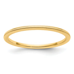 10K Yellow Gold 1.2mm Milgrain Stackable Band Size 10