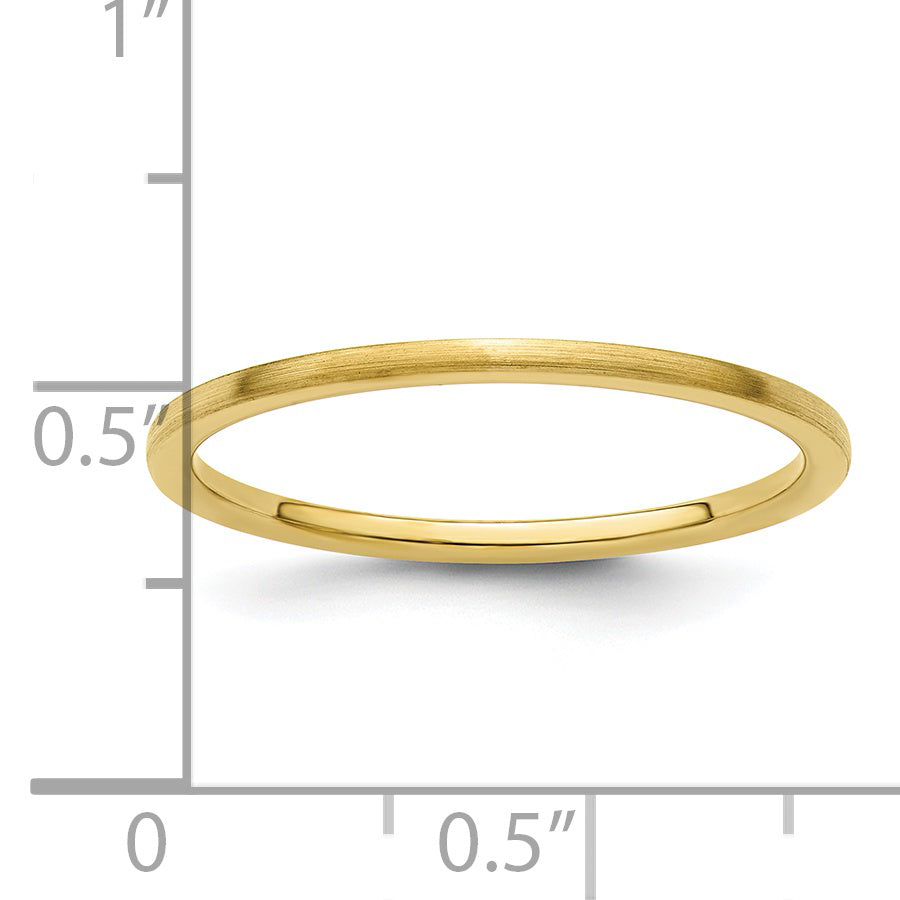 10K Yellow Gold 1.2mm Half Round Satin Stackable Band Size 4.5