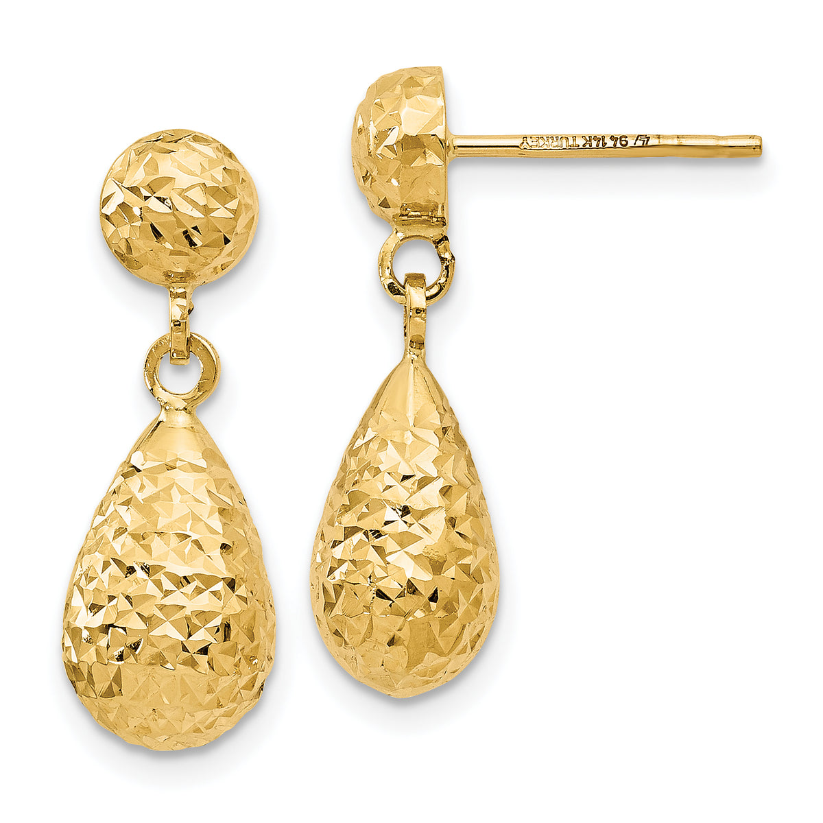 14K D/C Post Dangle Earrings