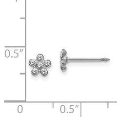 14K White Gold Crystal Flower Earrings with Rhodium Finish Elegant and Timeless Design