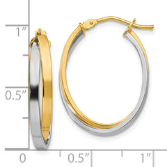 14K Two-Tone Gold Polished Hoop Earrings with Hinged Closure  Elegant Design