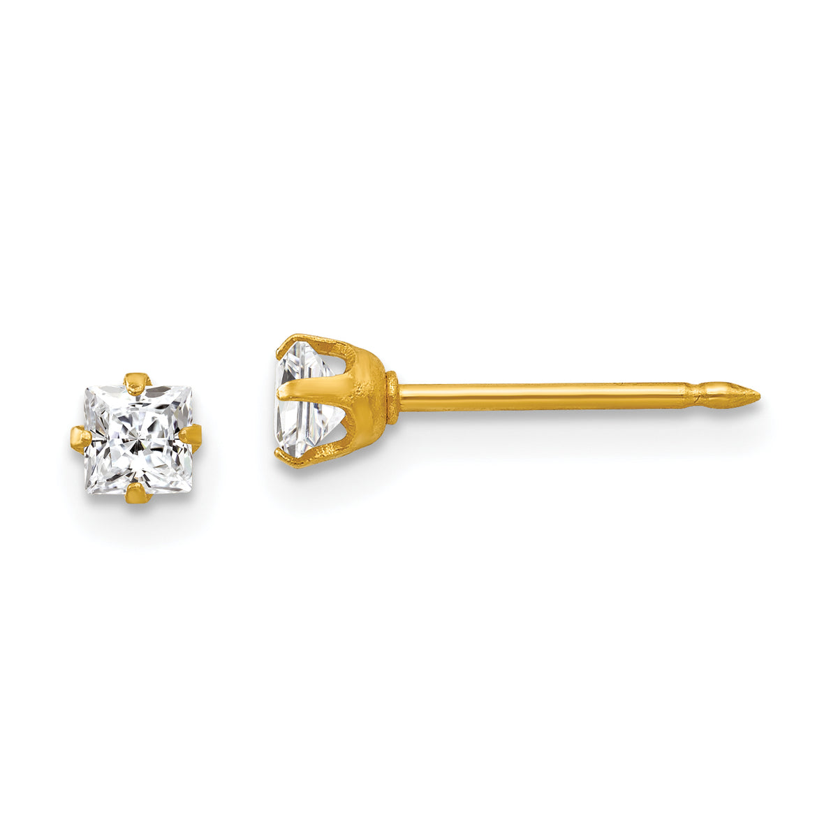 Inverness 18k 3mm Square CZ Earrings