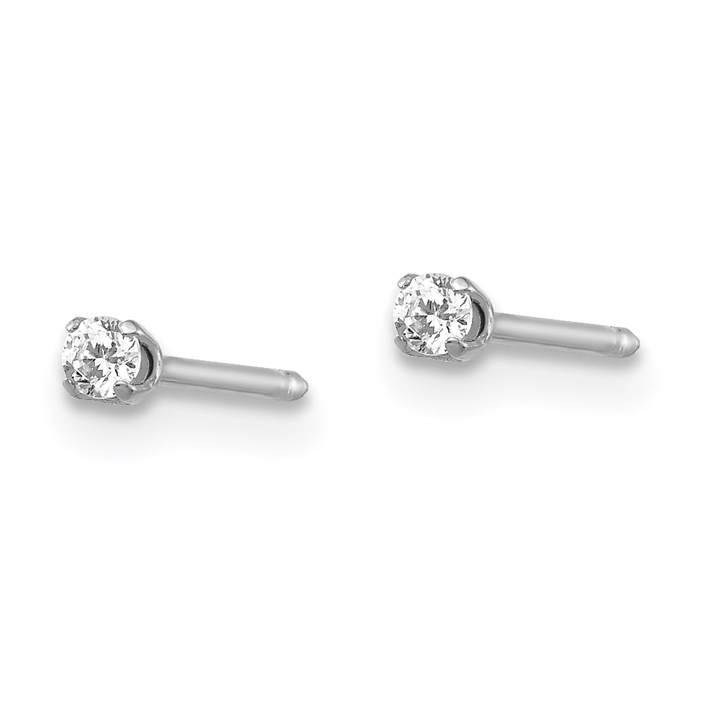 Inverness 18k White Gold 2mm CZ Earrings