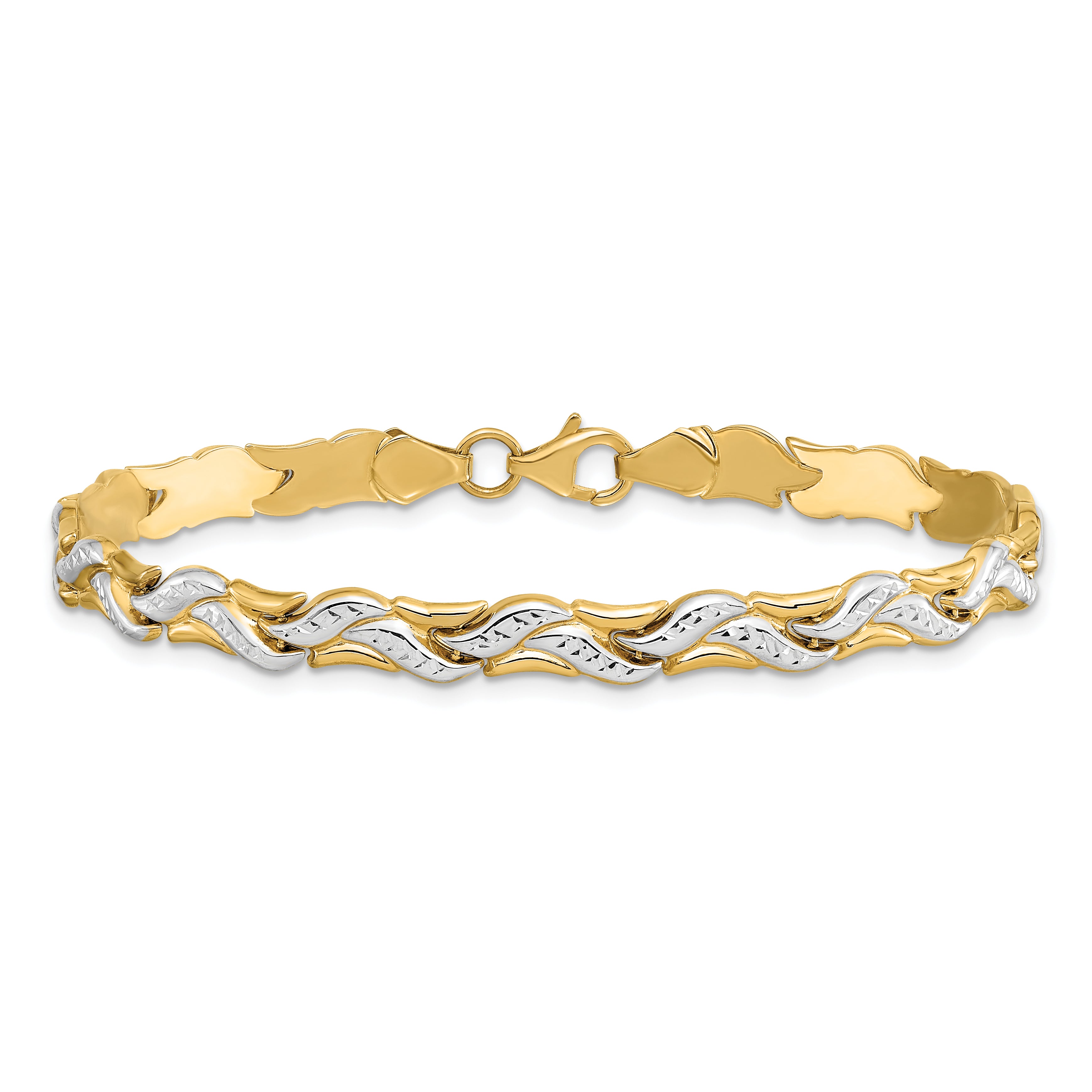 14K w/Rhodium D/C Bracelet