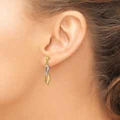 14K Two-Tone Gold Dangle Earrings with Polished Finish