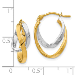 14K Two-Tone Gold Polished Hoop Earrings with Hinged Closure Elegant and Timeless Style