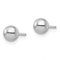 14K White Gold Polished 5mm Ball Post Earrings with Rhodium Finish