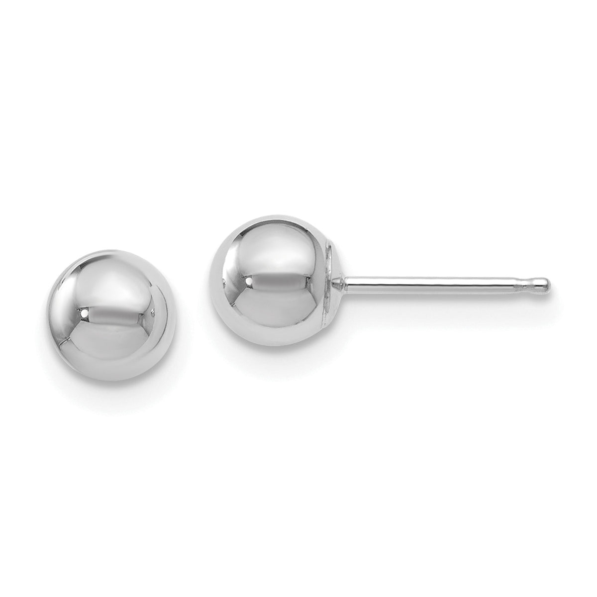 14K White Gold Polished 5mm Ball Post Earrings