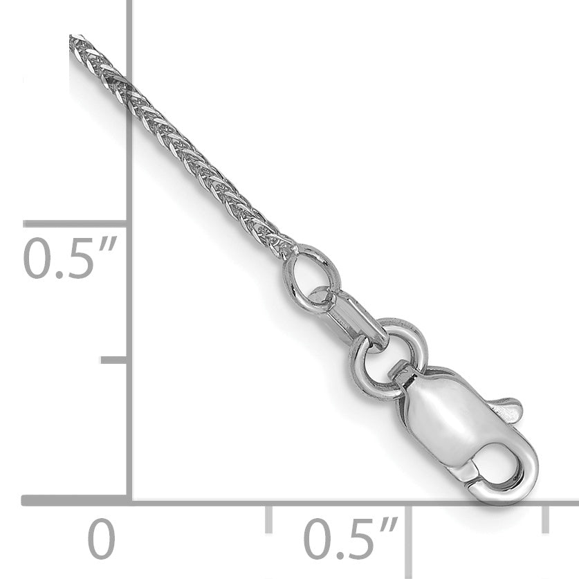 14K White Gold .8mm D/C Quadra Wheat Chain Anklet