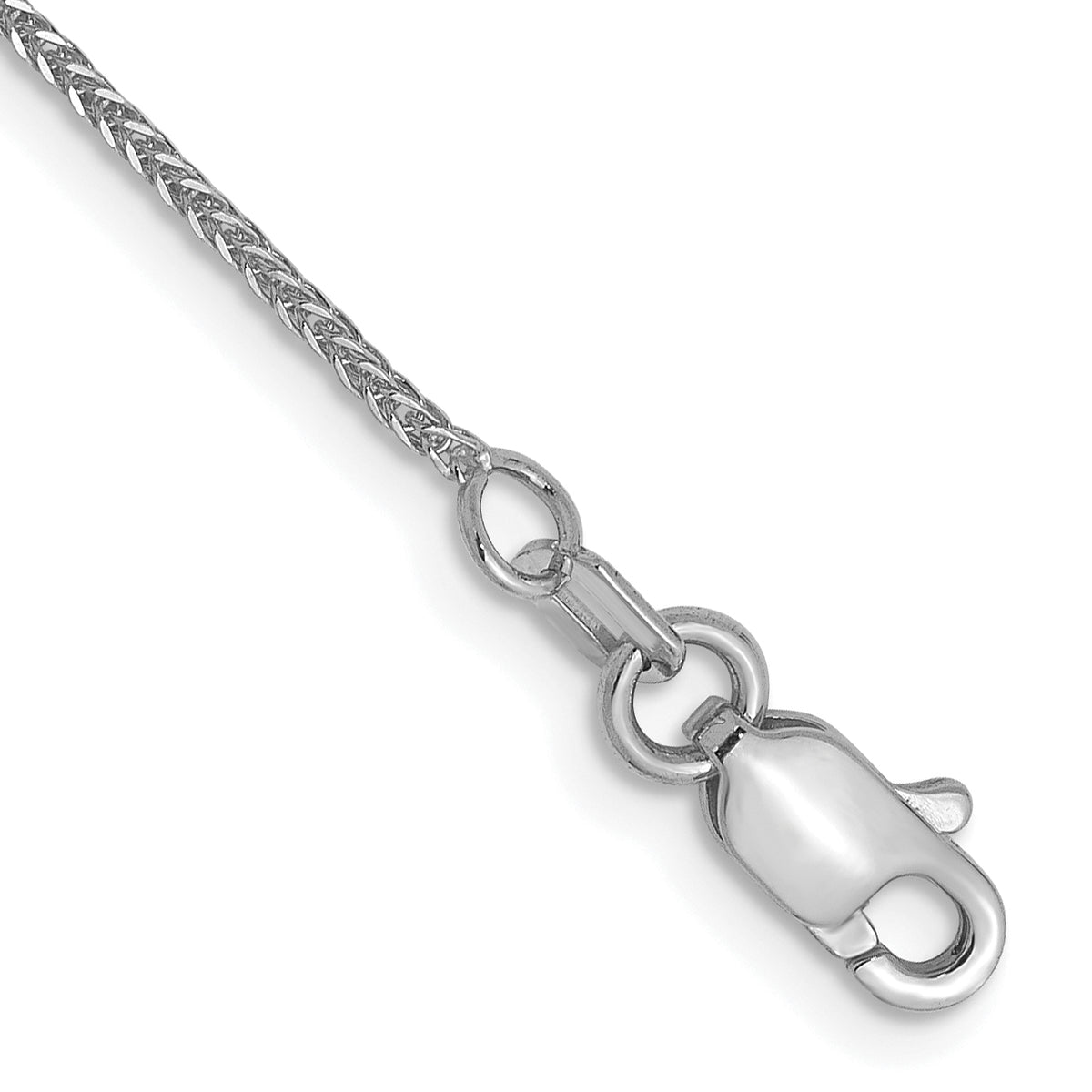 14K White Gold .8mm D/C Quadra Wheat Chain Anklet