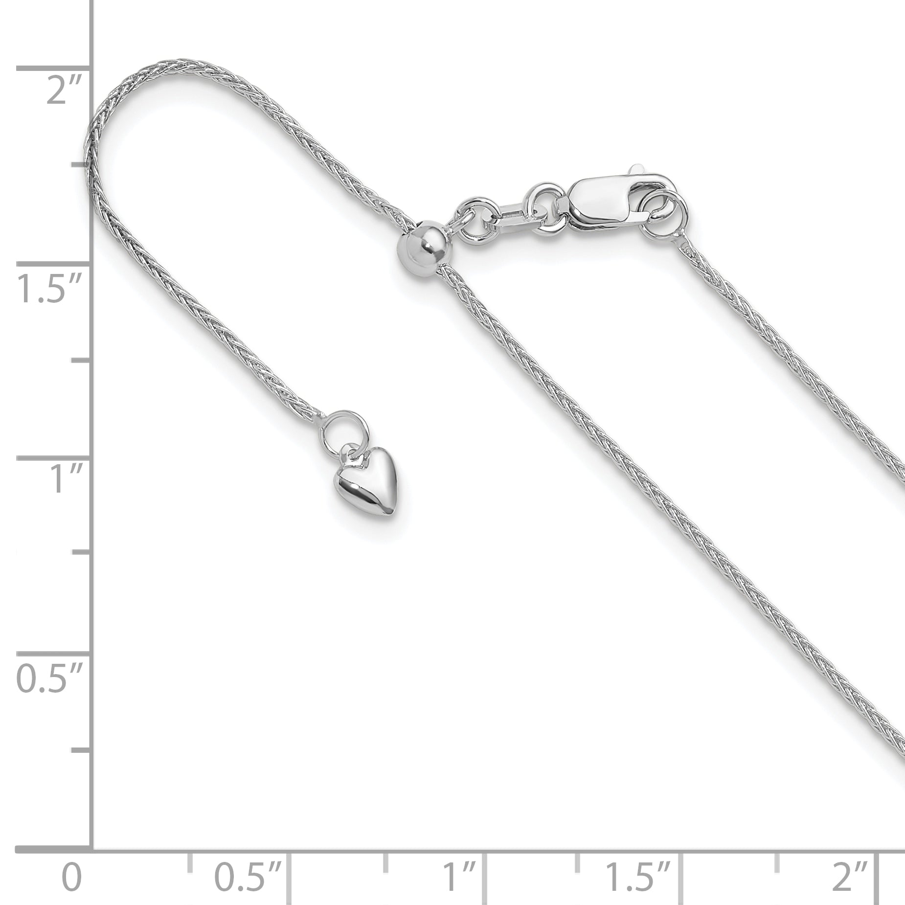 14K White Gold Adjustable 1mm Wheat Chain